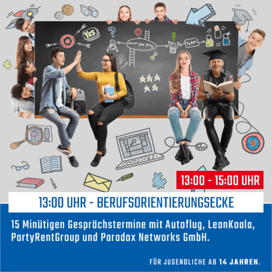 Finde Deine Perspektive 01|20: 13:00 - Berufsorientierungsecke | 18. Januar 2020 |  13 - 15 Uhr