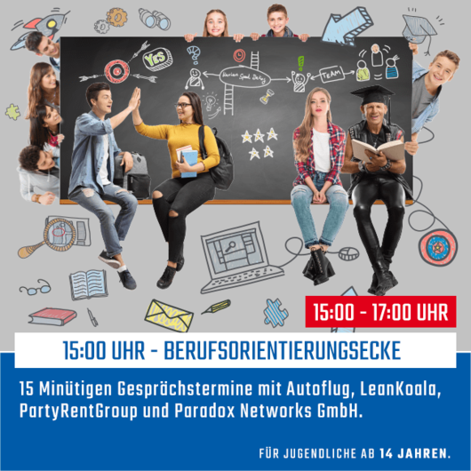 Finde Deine Perspektive 01|20: 15:00 - Berufsorientierungsecke | 18. Januar 2020 |  11 - 13 Uhr